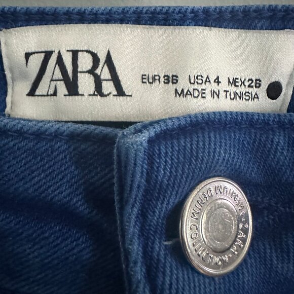 Zara Women’s Jeans Size 4 Juno Blue High Waist Skinny Flare Raw Hem - Picture 5 of 5
